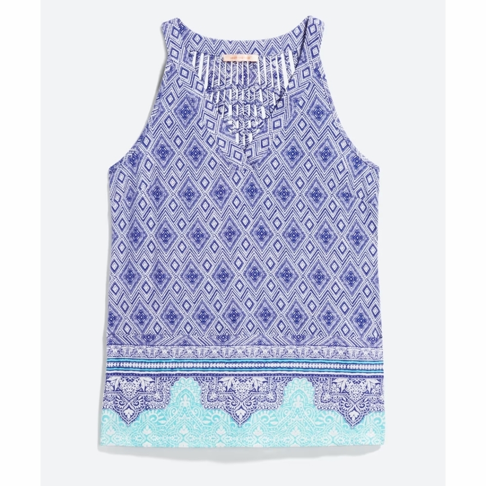 Skies Are Blue Geometric Blue and Teal Camisole
